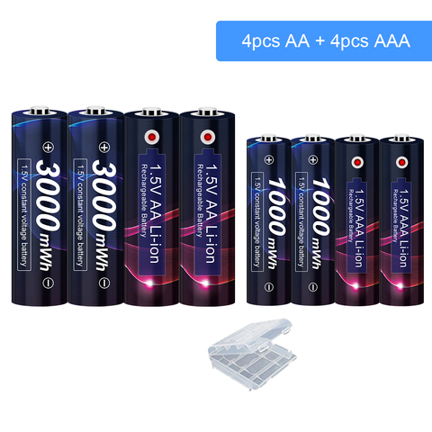 Batterie Rechargeable AA 1.5v, 1.5V, 1.5 mwh + 1.5 mwh, Li-ion, pour montre et lecteur MP3, lampe de poche, jouets ► Photo 1/6