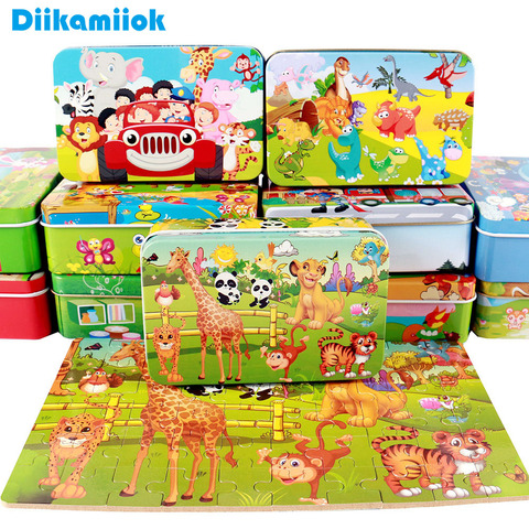 Nouveau 60 pièces Puzzle En Bois Enfants Jouet Animal De Bande Dessinée En Bois Puzzles Enfant D'apprentissage Précoce Jouets pour Cadeau De Noël ► Photo 1/6