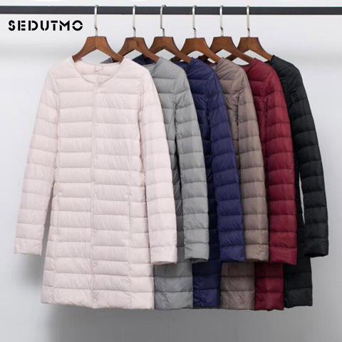 SEDUTMO-veste en duvet de canard pour femme, grande taille 4XL, manteau Long Ultra léger, bouffante décontracté, mince noir, automne, parka ED875 ► Photo 1/6