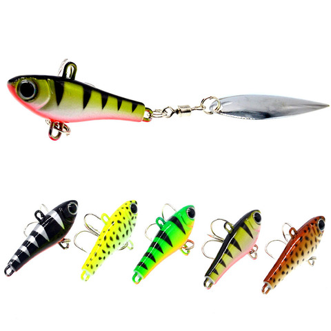 Leurre vibrant coulant avec queue et cuillère rotative, appât artificiel idéal pour la pêche à la manivelle, 5 couleurs, 21g, 5 ou 4cm ► Photo 1/6