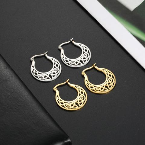 Skyrim irlandais noeud Vintage boucles d'oreilles pour femmes filles en acier inoxydable couleur or rond cercle boucle d'oreille bijoux de mode 2022 ► Photo 1/6