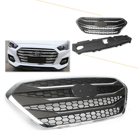 Pour Hyundai ix35 Tucson 2013 2014 2015 2016 ABS Grille avant Grille supérieure de capot de radiateur avec emblème pièces de voiture ► Photo 1/6