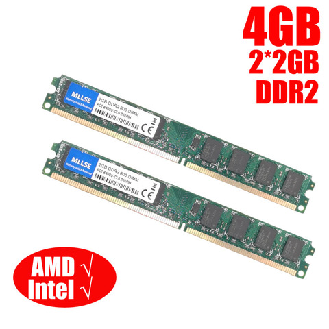 MLLSE-mémoire DDR2 DIMM, 800Mhz/667Mhz, 4 go (2 go * 2 pièces), PC2-6400/PC2-5300, mémoire de bonne qualité, très Compatible! ► Photo 1/3