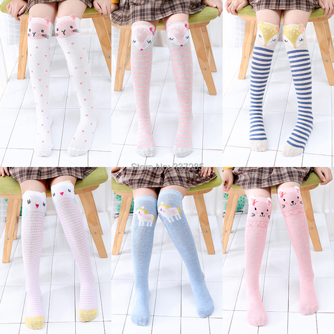 Chaussettes chauffantes en coton pour enfants, courtes, jolies, au dessus du genou, pour filles, dessin animé ► Photo 1/6