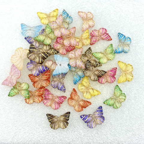 50pcs nouveau brillant acrylique coloré Mini papillon Flatback Kawaii Cabochons album à faire soi-même cheveux arcs Center ► Photo 1/6