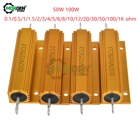 50W 100W 5% Précision Pleine Valeur Aluminium Coque Bobinée 0.1 0.5 1 1.5 2 3 4 5 6 8 10 12 20 30 50 100 1K ohm ► Photo 1/6