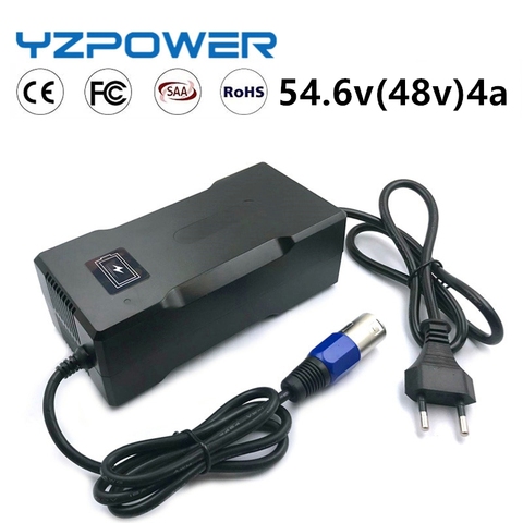 YZPOWER CE ROHS 54.6V 4A chargeur de batterie au Lithium intelligent pour 48V Lipo Li-ion batterie vélo électrique outil électrique avec ventilateur de refroidissement ► Photo 1/6
