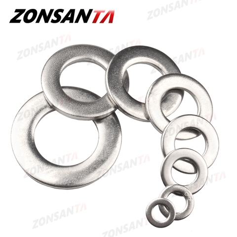 ZONSANTA-rondelle plate en acier inoxydable M2, M2.5, M3, M4, M5, M6, M8, M10, M12, M14, M16, 304, joints simples, joint d'espacement ► Photo 1/6