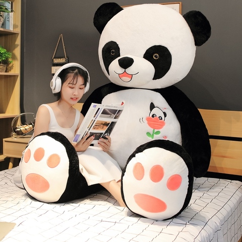 Chaude 60/80/100CM mignon grand Panda poupée en peluche animaux oreiller enfants anniversaire cadeaux de noël dessin animé jouets grand oreiller sur le lit ► Photo 1/6