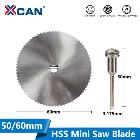 XCAN 1pc 50/60mm HSS Mini lames de scie lame avec 3.175mm mandrin outil électrique accessoires lames de scie circulaire coupe-bois ► Photo 1/6