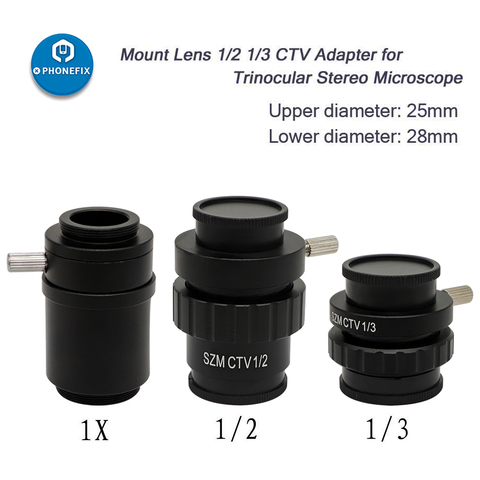 PHONEFIX 0.5X 0.35X 1X à monture C SZMC TV1/2 TV1/3 CTV Adaptateur Pour Trinoculaire Microscope Stéréo Accessoires De Rechange ► Photo 1/6