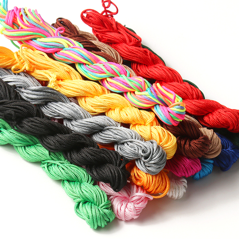 15 couleurs 1.0/1.5mm Nylon cordon fil chinois noeud macramé rotin tressé ficelle bricolage pour la fabrication de bijoux Bracelet et collier 22M ► Photo 1/6