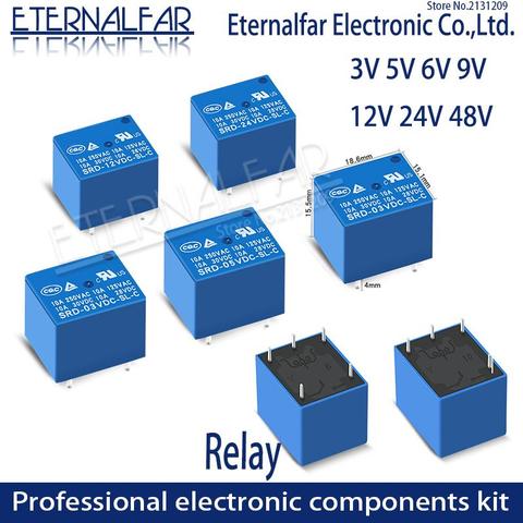 Time Relays SRD-05VDC-SL-A 5V 6V 9V 12V 24V 48V DC 10A 125V 250V AC SPDT NO Typc A 4PIN SPDT B-M Typc C 5PIN PCB T73 ► Photo 1/6