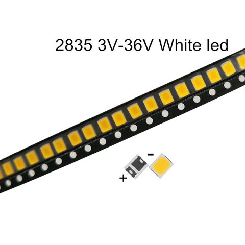 100 pièces SMD LED 2835 puce blanche 0.5 W 3V 6V 9V 18V 60-70LM Ultra lumineux SMT 0.5 W Watt montage en Surface PCB lumière LED lampe ► Photo 1/3