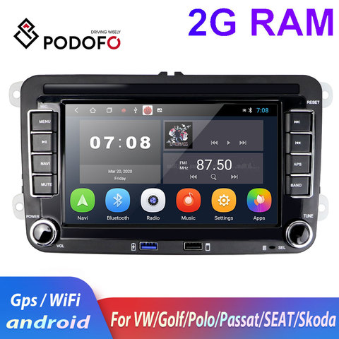 Podofo – autoradio avec lecteur multimédia, android, 2-din, pour Volkswagen, VW, Golf, Polo, Passat, Skoda, Fabia ► Photo 1/6