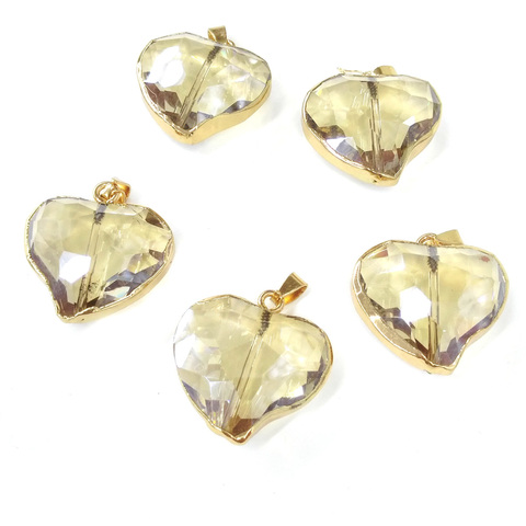 Pendentifs en pierre naturelle à Quartz, en forme de cœur, pour la fabrication de bijoux, accessoires de collier à faire soi-même, taille 29x29mm ► Photo 1/3
