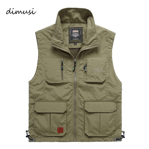 DIMUSI – gilets en maille à séchage rapide pour hommes, gilet respirant à poches multiples, sans manches, vêtements d'extérieur pour hommes, gilets de pêche, vêtements de marque ► Photo 1/6