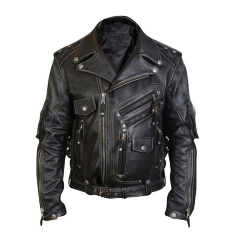 Blouson automne-hiver en cuir pour homme, veste de motard, fermeture éclair, solide, à la mode, 2022, 121907 ► Photo 1/4