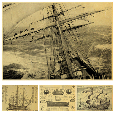 Affiche rétro de guerre ancienne carte nautique, décoration, dessin de base, papier peint Photo ► Photo 1/6