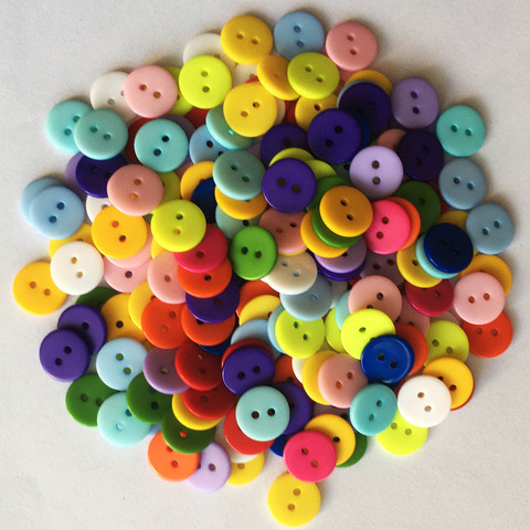 Bouton de couture en résine 2 trous, 100 pièces de 6mm/9mm/11mm/12mm, bouton décoratif d'embellissement pour Scrapbooking, vêtements, accessoires de couture, tendance ► Photo 1/6