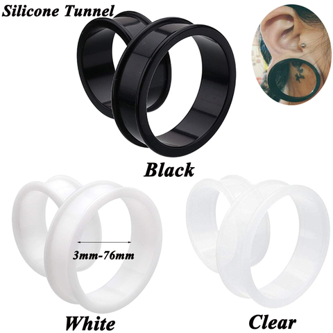 Paire Supersize Flexible Silicone Double évasé oreille Tunnel bouchon oreille Piercing chair Tunnel oreille jauge extenseur civières Piercing ► Photo 1/6