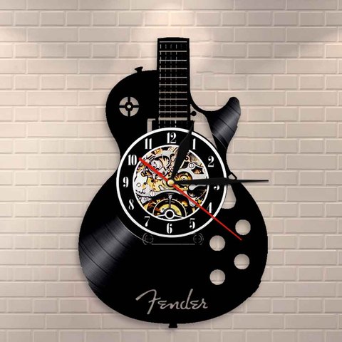 Horloge murale pour guitare acoustique, Instrument de musique, décoration murale intérieure pour la maison, enregistrement mural en vinyle, Rock n Roll, cadeau Musical ► Photo 1/6