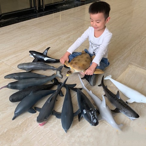 Océan géant sealife animaux modèle bleu baleine requin le cachalot tortue licorne baleine enfants doux gélatine apprentissage jouet enfants ► Photo 1/5