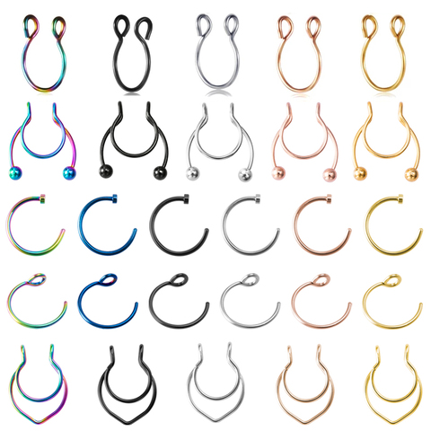 Anneau de nez en forme de U pour femme, Faux Septum, Piercing, Clip en acier inoxydable, anneaux à lèvres, cerceau, Faux clou, bijoux pour le corps, 1 pièce ► Photo 1/6