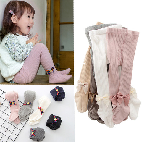 Collants en coton pour bébés filles de 0 à 8 ans, collants tricotés avec nœud papillon, printemps, automne et hiver ► Photo 1/6