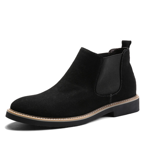 POLALI 2022 Automne Mode Casual Pour Hommes Cheville Chelsea Bottes Chaussures Hommes Vache En Cuir Suédé Qualité Slip Ons Moto Homme boot ► Photo 1/6