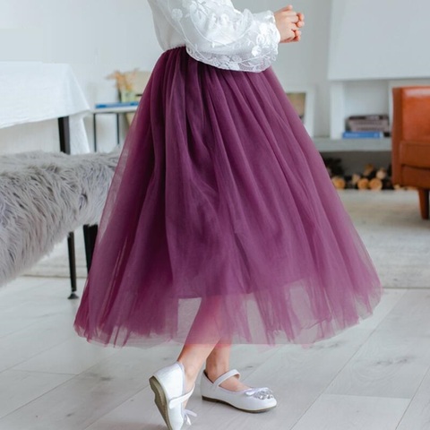 Jupe Tutu en Tulle pour filles de 2 à 12 ans, longue robe de bal, de danse, de fête, pour enfants ► Photo 1/6