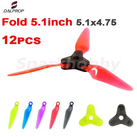 12 pièces/2 paires tout neuf DALPROP pli 5.1 pouces hélice 5.1x4.75 3-balde CW CCW bricolage Portable pliable accessoire pour RC FPV course Drone ► Photo 1/6