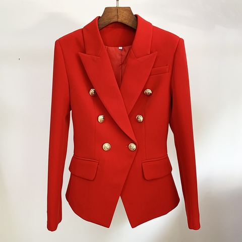 Blazer classique de styliste pour femmes, veste cintrée avec boutons de Lion en métal, Blazer à Double boutonnage, HIGH STREET, 2022 ► Photo 1/6