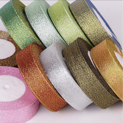 Rubans d'oignon colorés pailletés de 22 m/lot, décoration de mariage et de noël, décoration gâteau boîte à bonbons, matériaux d'emballage pour bricolage, 6/10/25/40MM ► Photo 1/6