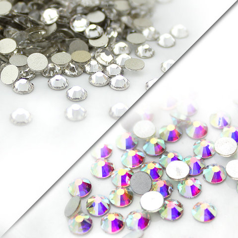 Cristaux strass AB transparents, SS3-SS40(1.3mm-8.4mm) AAA, strass à dos plat Non correctif pour les ongles, gemmes de décoration 3D, nail art ► Photo 1/4