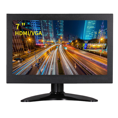 Moniteur LCD Portable de 7 pouces Full HD 1024x600 px, avec entrée AV, VGA, HDMI, BNC, coque métallique noire, pour PS3, xbox, PC ► Photo 1/6