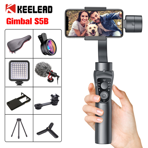 KEELEAD stabilisateur de cardan S5B 3 axes bluetooth portable avec mise au point et zoom pour téléphone Xs Xr X 8 Plus 7 caméra d'action ► Photo 1/6