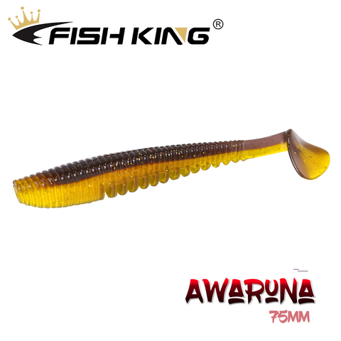 Poisson roi Awaruna leurres de pêche 75mm/3.5g appâts artificiels Wobblers leurres souples alose carpe Silicone pêche appâts souples attirail ► Photo 1/6