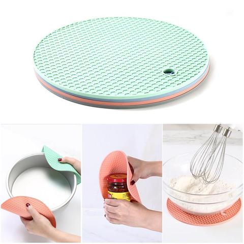 18*18cm rond Silicone caboteur résistant aux hautes températures caboteur anti-dérapant tapis de Table à manger tapis d'isolation ► Photo 1/5