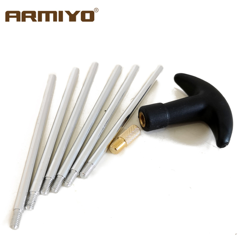 Armiyo-tige rotative en aluminium, Kit de nettoyage baril, 8 pièces/ensemble, diamètre de 5mm, 610mm de long, avec adaptateur de brosse, accessoires, tailles de filetage 8 à 32 ► Photo 1/4