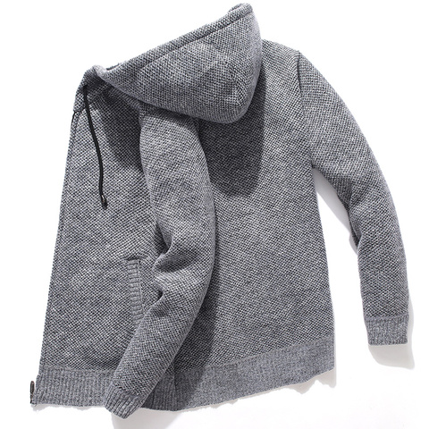 Cardigan tricoté à capuche pour hommes, pull en molleton surdimensionné, sweat-shirt solide, hiver, décontracté ► Photo 1/6