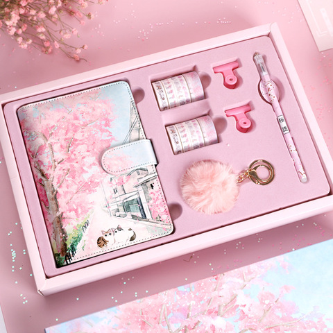 Sakura main compte livre coffret cadeau A6 feuilles mobiles cahier journaux Agenda planificateur coffret cadeau étudiant cahier papeterie ► Photo 1/6