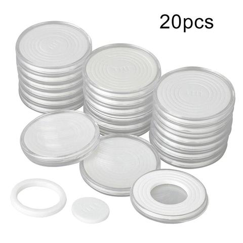 Protecteur de capsules pour pièces de monnaie, 20 pièces, boîte de rangement ronde transparente en plastique de 46mm 19/24/29/34/39MM ► Photo 1/6