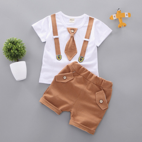 Ensemble de vêtements d'été en coton pour bébés garçons, chemise + short, mode, 2 pièces, survêtement pour bébés garçons, nouveau-né, 2022 ► Photo 1/6