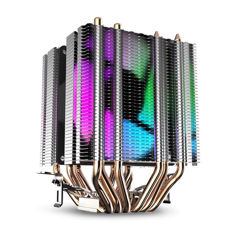 Cpu Refroidisseur D'air 6 Caloducs Double Tour Radiateur Avec 90Mm Arc-En-Ciel Led Ventilateurs Pour Intel 775/1150/1155/1156/1366 ► Photo 1/6