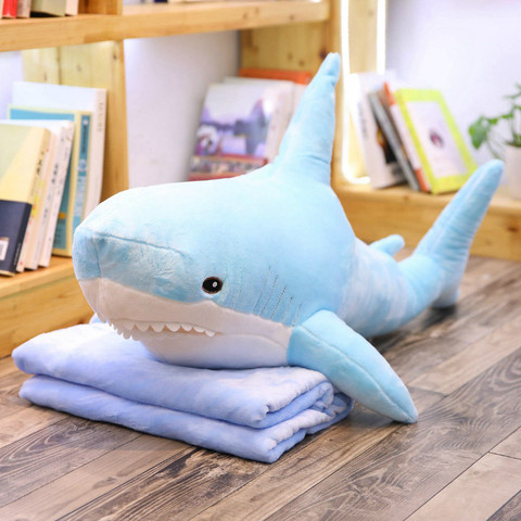 60-140cm doux bleu requin en peluche poupée mignon 4 couleurs requin en peluche peluche jouet simulation marine animal poupée fille cadeau d'anniversaire ► Photo 1/6