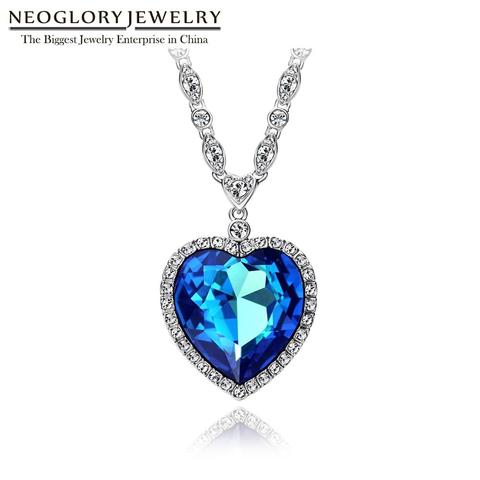 Neoglory – collier cœur de l'océan bleu, le Titanic pour l'amour, cadeau de saint-valentin, orné de cristaux de Swarovski ► Photo 1/6