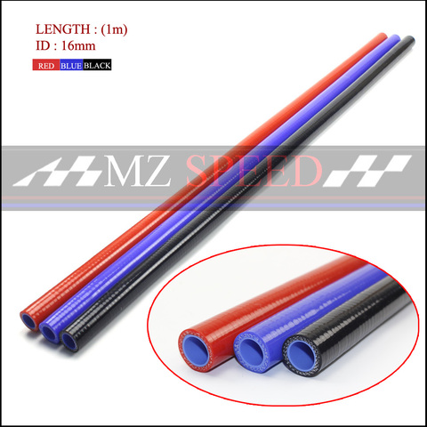 Tuyau droit en Silicone avec 3 couches de Polyester, tube de gel de silice bleu rouge pour moteur de voiture, tuyau universel haute température, 1 mètre, 16mm ► Photo 1/6