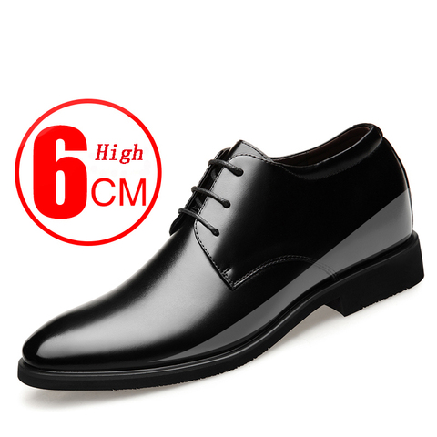 Chaussures en cuir en cuir de vache pour hommes, tailles 37 à 43, 6CM, augmentation britannique, bureau, modèle 2022 ► Photo 1/6