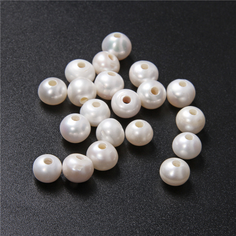 10-11mm AA Grade grandes perles naturelles perles grand trou perles d'eau douce blanc près de perles rondes en vrac pour la fabrication de bijoux bricolage ► Photo 1/6